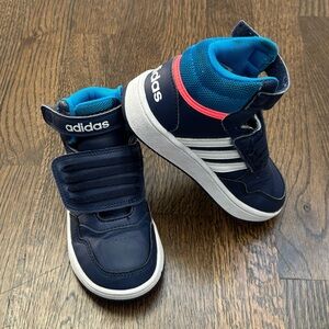 Adidas Kids Navy Blue High-Top Velcro Sneakers Size 9K
